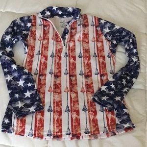 NWOT Sportabella Red White & Blue Zip Pullover